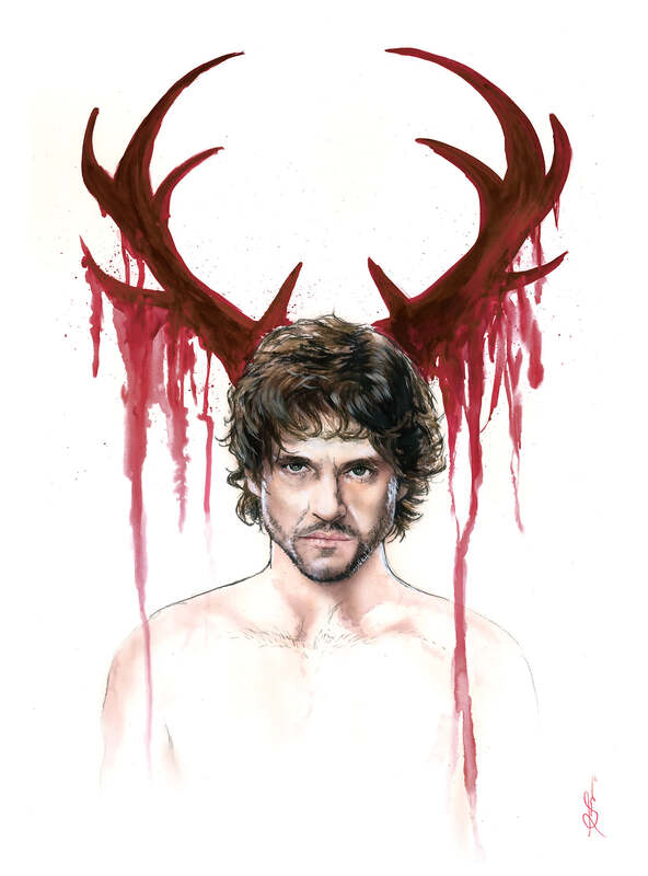 Will Graham Hannibal. Nude with red stag horns 