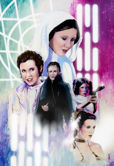Carrie Fisher Princess Leia Art by Tom Savage

